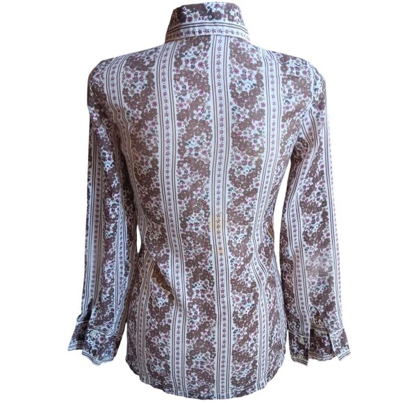 Vintage Women's Small Disco Shirt 1970s Mickey Mouse Kennington Big Collar Rare - Picture 5 of 8